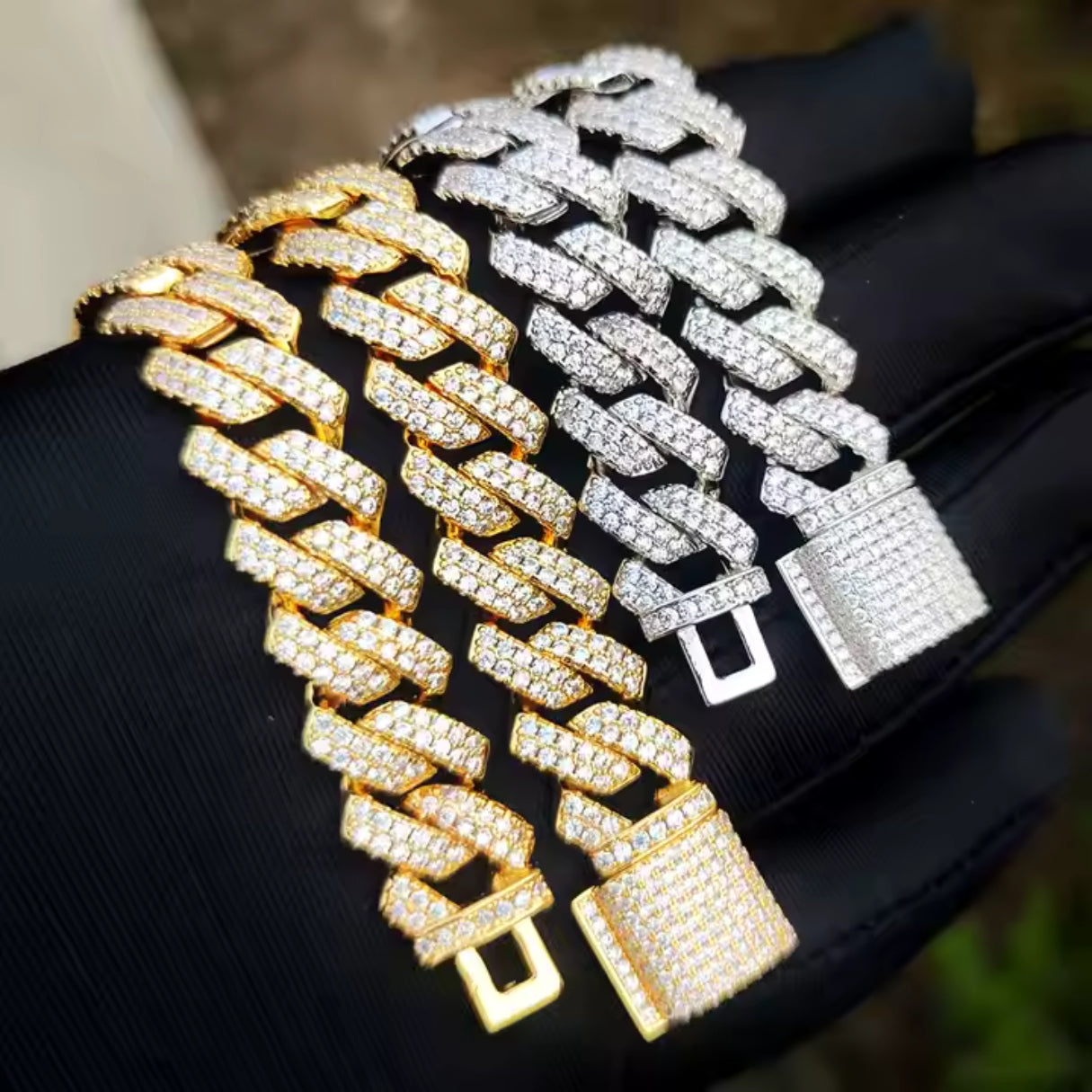 Iced Out Miami Cuban Link Gold Chain Double Prong