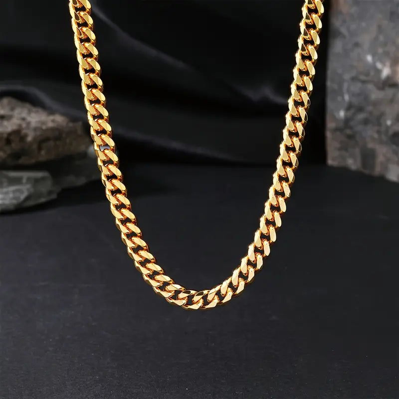 Iced Out Miami Cuban Link Gold Chain Four-Prong
