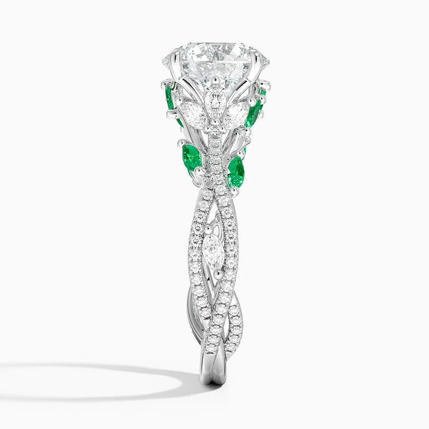 14K Luxe Secret Garden Ring featuring Lab Emerald and Diamonds 🟡