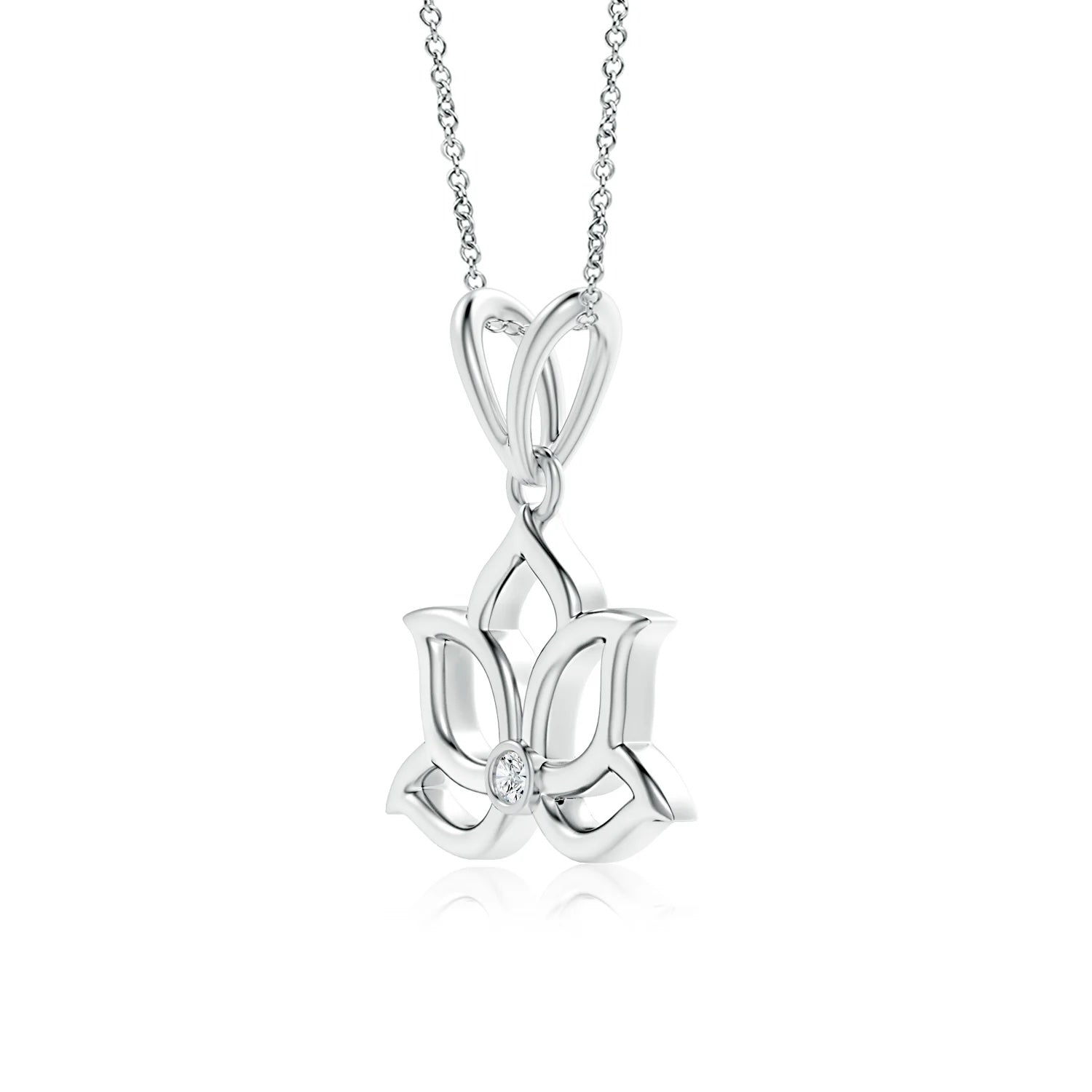 Mini Lotus Diamond Pendant in 14k Yellow Gold