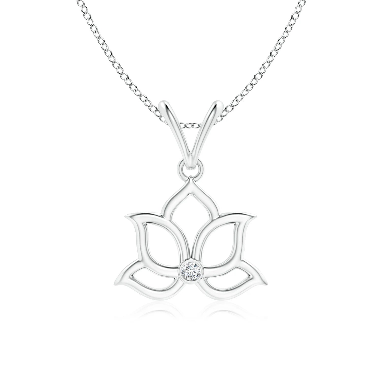 Mini Lotus Diamond Pendant in 14k Yellow Gold